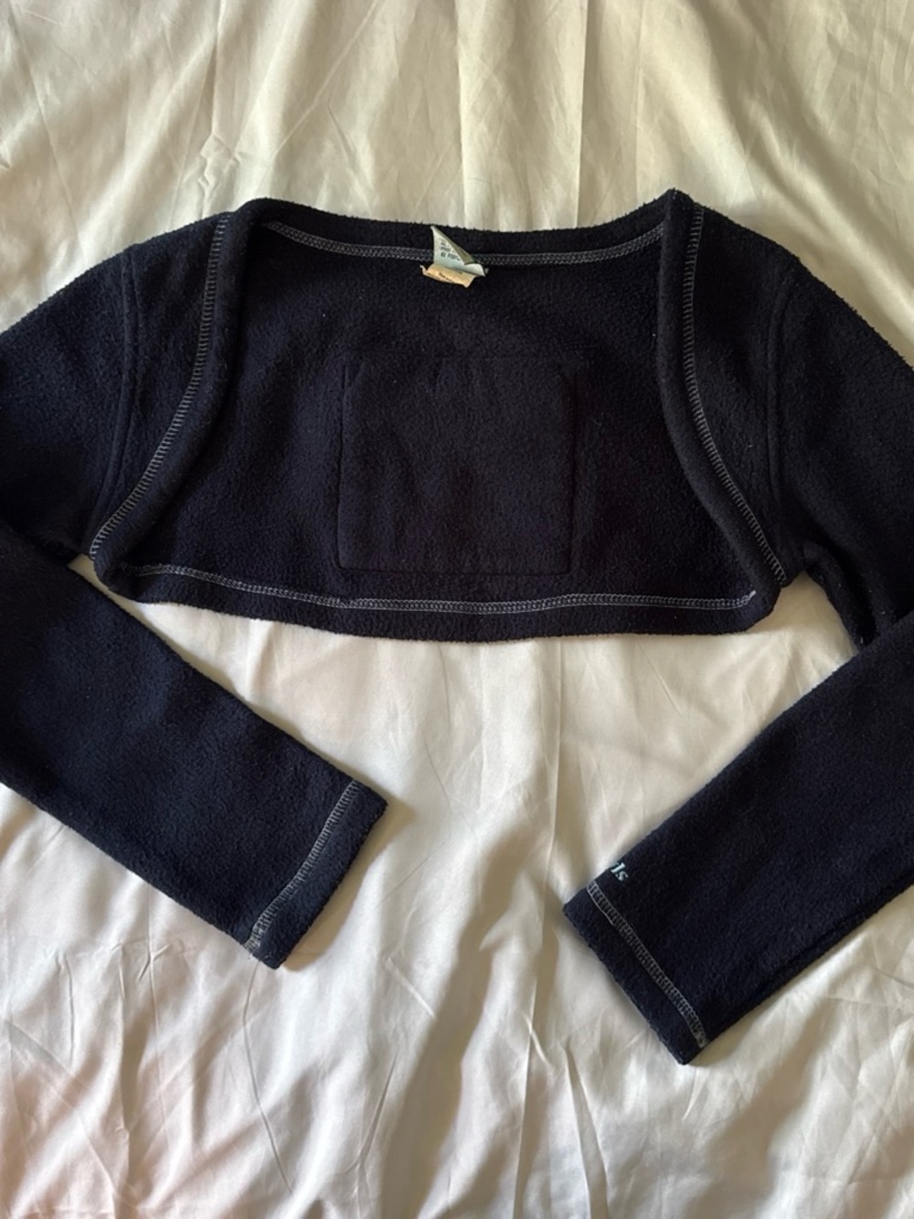 Dawls California Made Black Fleece Cropped Shrug Bolero Jacket Medium